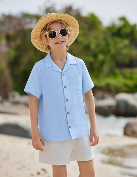 Arshiner Boys Short Sleeve Button Down Shirt 4-12 Years