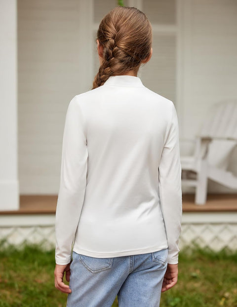 Arshiner Girls Long Sleeve Mock Turtleneck Shirts Slim Fit Casual Layer Top