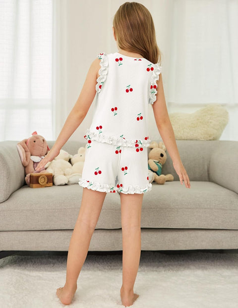 Arshiner Toddler Girls Clothes Ribbed Knit Ruffle Sleeveless Tops and Shorts with Pockets Cute Summer 2 Pieces Short Sets