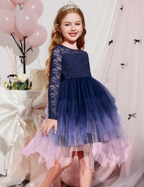 Arshiner Flower Girl Dress Toddler Contrast Lace Tutu Tulle Dresses