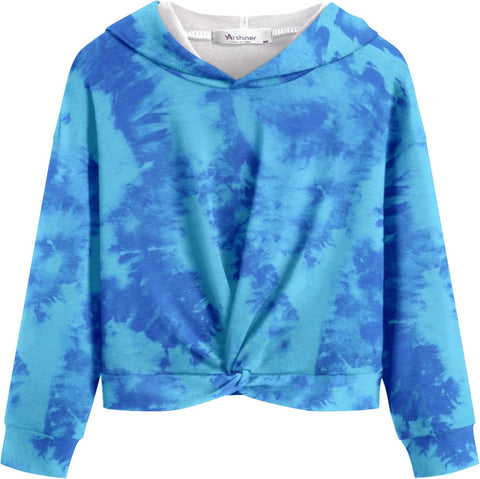 Arshiner Girls Hoodie Twist Front Tie Dye Hooded Sweatshirt