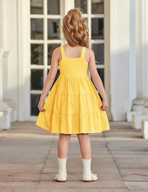 Arshiner Toddler Girl Dresses Casual Sleeveless Swing Flowy Sundress
