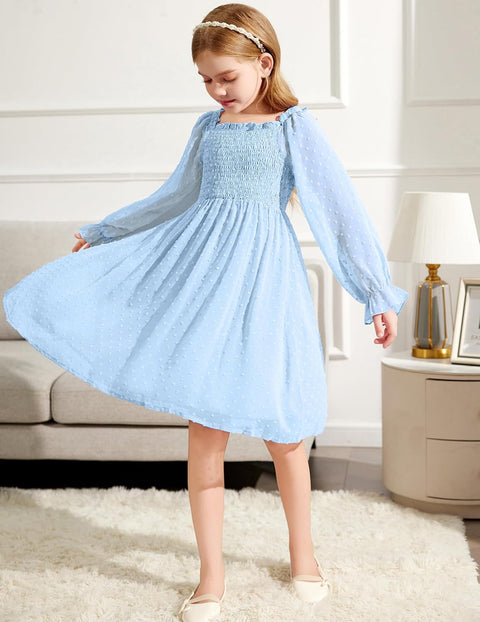 Arshiner Girl Tulle Dress Winter Long Sleeve Teen Girls Party Dresses