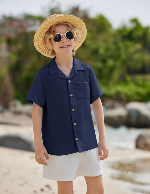 Arshiner Boys Short Sleeve Button Down Shirt 4-12 Years