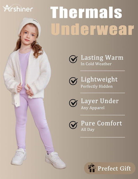 Arshiner Thermal Long Johns Girls Base Layer Top and Bottom Set