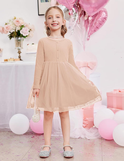 Arshiner Toddler Girls Tutu Dress Long Sleeve Party Dresses