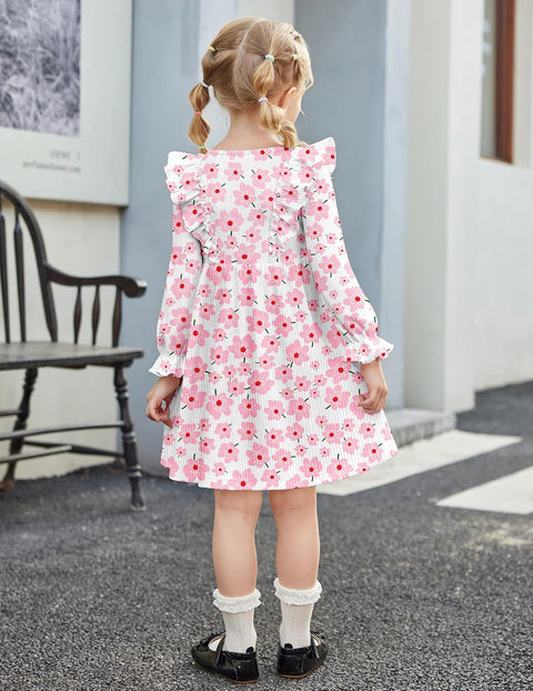Arshiner Toddler Sweater Dress Ruffle Ribbed Knit Dresses