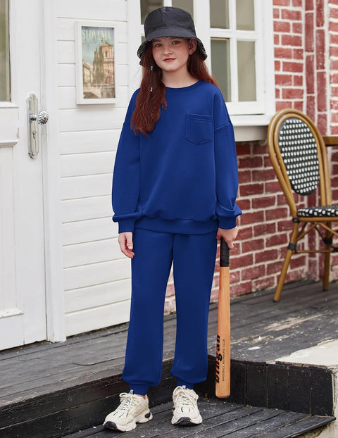 Arshiner Girls 2 Piece Outfits Oversize Sweatshirt and Sweatpant Sets