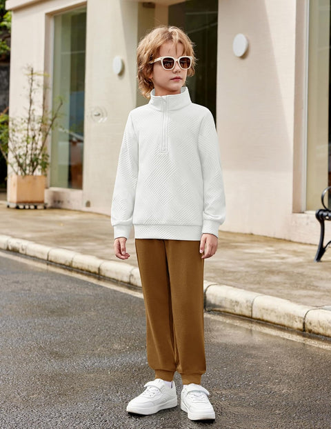 Arshiner Boys Half Zip Sweatshirt and Pants Outfit 2Pcs Set