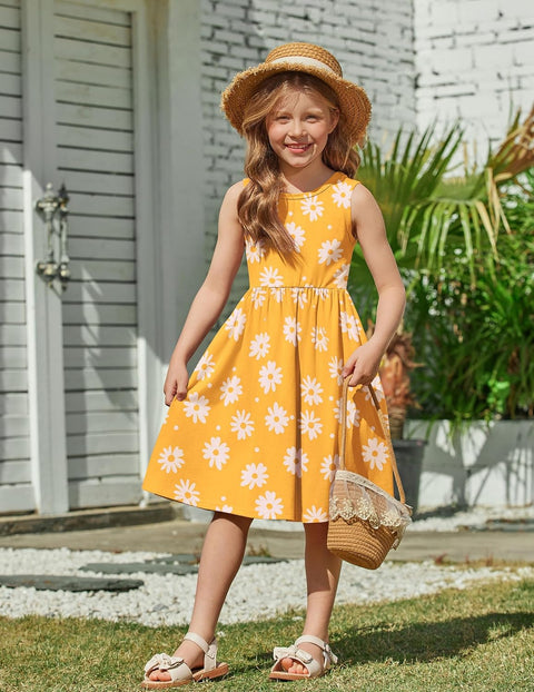 【2-6Y】Arshiner Toddler Girls Dress Back Bowknot Twirly Sundress with Pockets