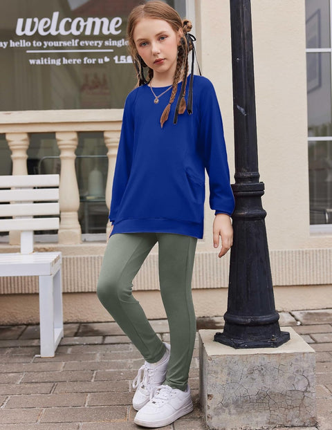 Arshiner Girls Long Sleeve Shirts with Pockets