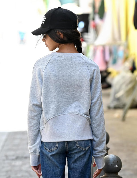 Arshiner Girls Sweatshirt Crop Tops Cropped Ribbed Shirts