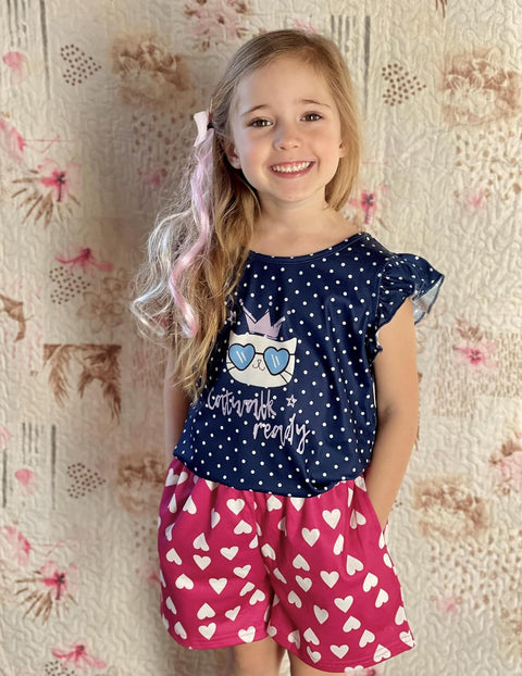 [4Y-12Y] Arshiner Girls Pajamas Set Short Sleeve Pjs 3PCS Lounge Sets