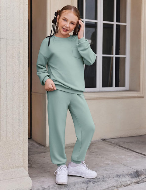 Arshiner Girls 2 Piece Outfits Oversize Sweatshirt and Sweatpant Sets