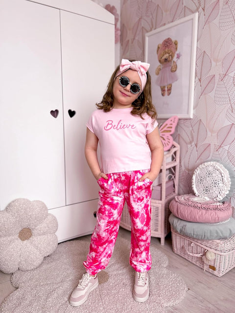 【6-14Y】Arshiner Girls 2 Piece Sets Drop Shoulder Top Sweatpants Jogger