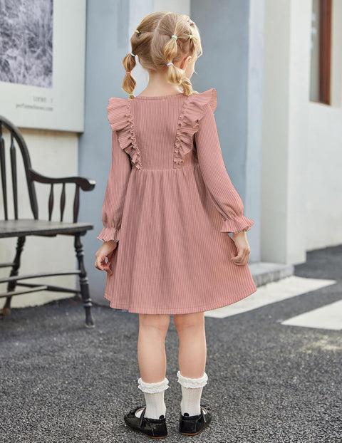 Arshiner Toddler Sweater Dress Ruffle Ribbed Knit Dresses