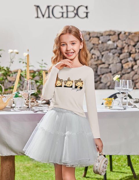 Arshiner Girls Long Sleeve T Shirts Hem Side Soft Tops