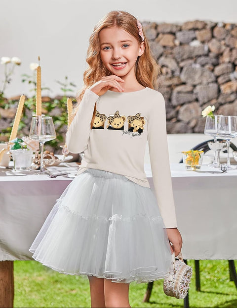 Arshiner Girls Long Sleeve T Shirts Side Slit Basic Tunic Tops