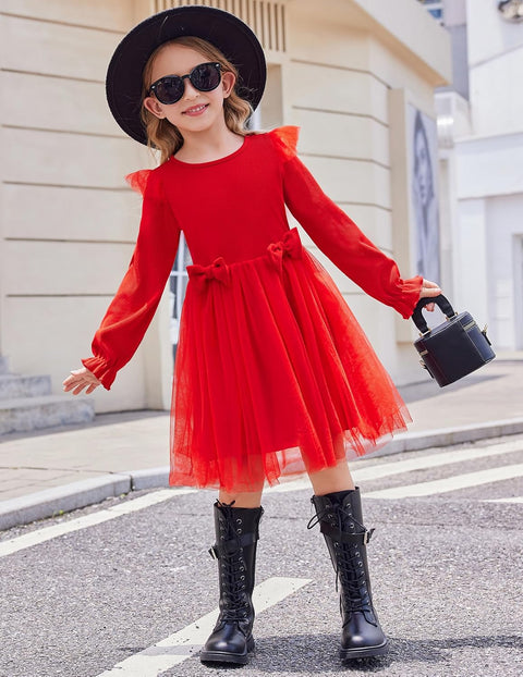 Arshiner Girls Tulle Dresses with Bow Tie Party Dress