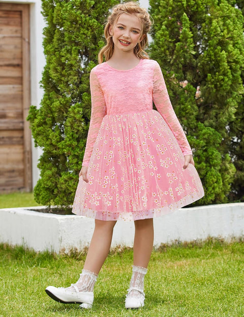 Arshiner Flower Girl Dress V Back Lace Tulle Party Dresses