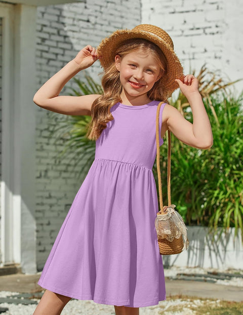 【2-6Y】Arshiner Toddler Girls Dress Back Bowknot Twirly Sundress with Pockets