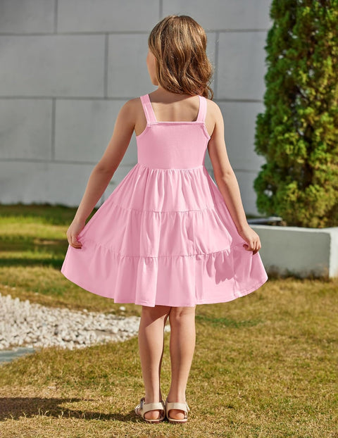 Arshiner Toddler Girl Dresses Casual Sleeveless Swing Flowy Sundress