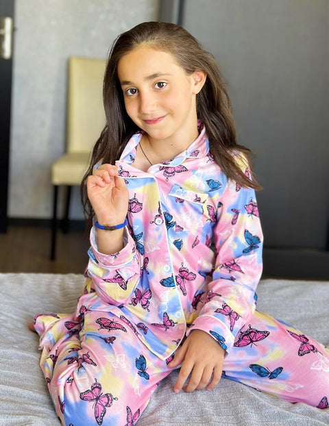 Arshiner Pajamas Set for Girls Plaid Long Sleeve Lounge Set