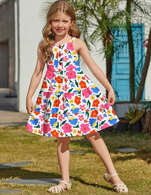 Arshiner Toddler Girl Dresses Casual Sleeveless Swing Flowy Sundress