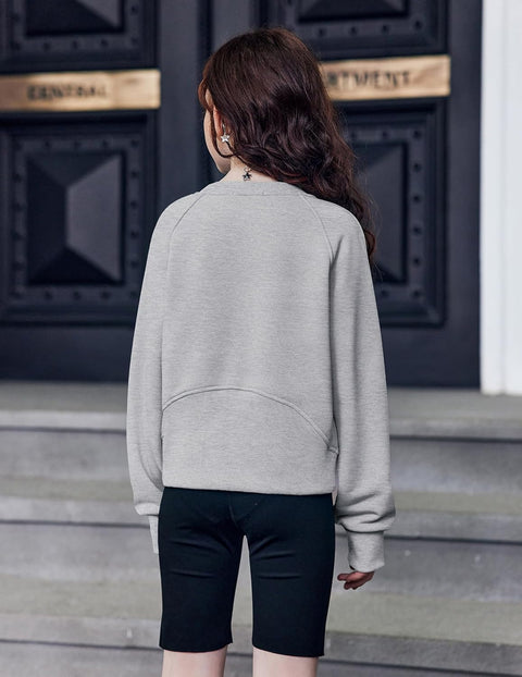 Arshiner Girls Sweatshirt Crop Tops Cropped Ribbed Shirts