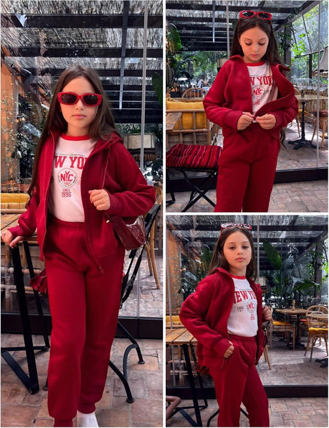 Arshiner Girls 2 Piece Outfit Drop Shoulder Zip Up Hoodies Set