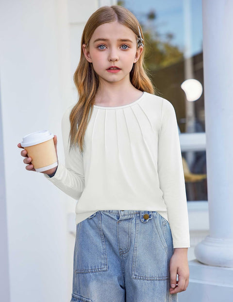 Arshiner Girls Pleated Long Sleeve Shirts