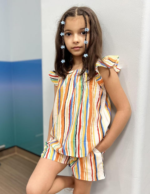 Arshiner Girls Shorts Sets Cap Sleeve Top and Elastic Waist Shorts Outfit