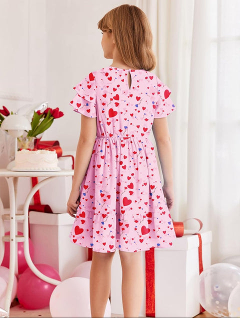 Arshiner Girls Dresses Formal Ruffle Sleeve Chiffon Pleated Dress