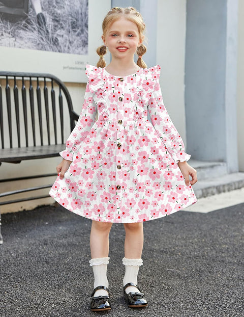 Arshiner Toddler Sweater Dress Ruffle Ribbed Knit Dresses