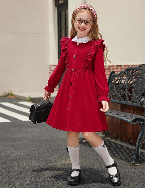 Arshiner Toddler Sweater Dress Ruffle Ribbed Knit Dresses