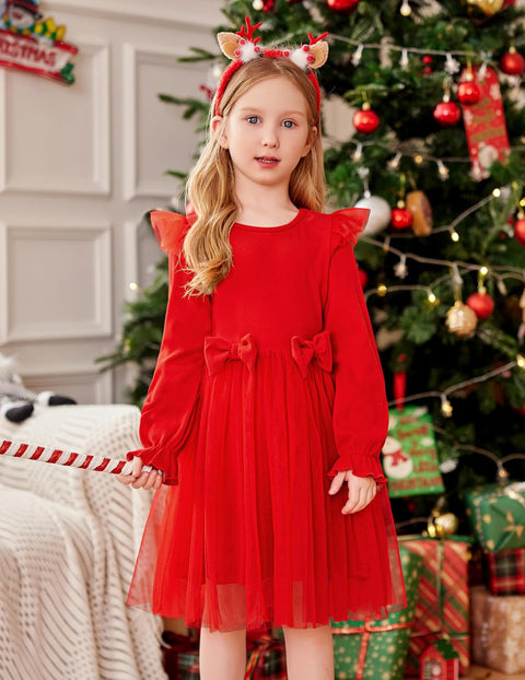 Arshiner Girls Tulle Dresses with Bow Tie Party Dress