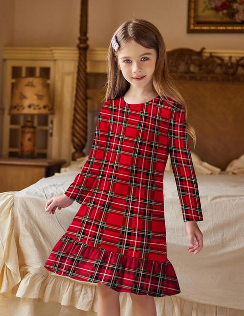 Arshiner Girls' Sleepwear Long Sleeve Cute Nightie Pajama Dress