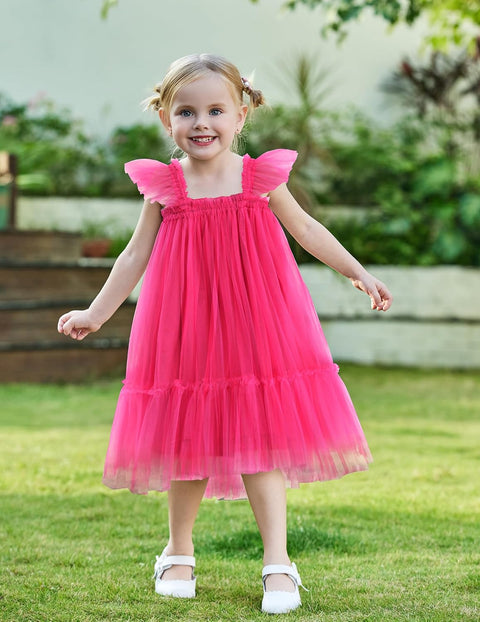 Arshiner Toddler Tulle Dress for Girls Layered Tutu Ruffle Dresses