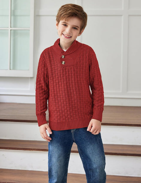 Arshiner Boys Long Sleeve Textured Ribbed Edge Pullover Sweaters