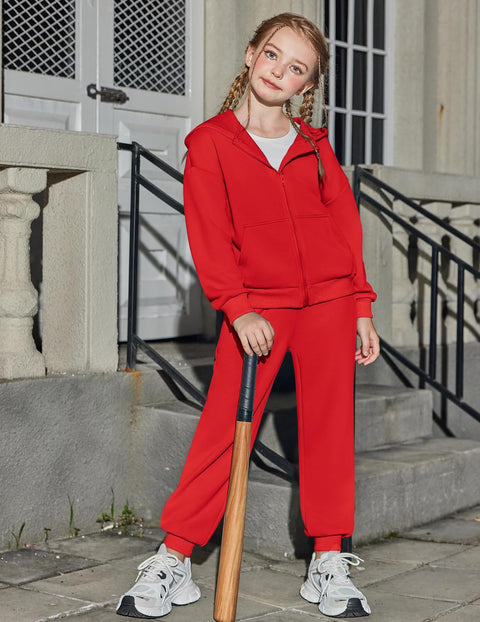 Arshiner Girls 2 Piece Outfits Jogger Sets With Zip Up Hoodie