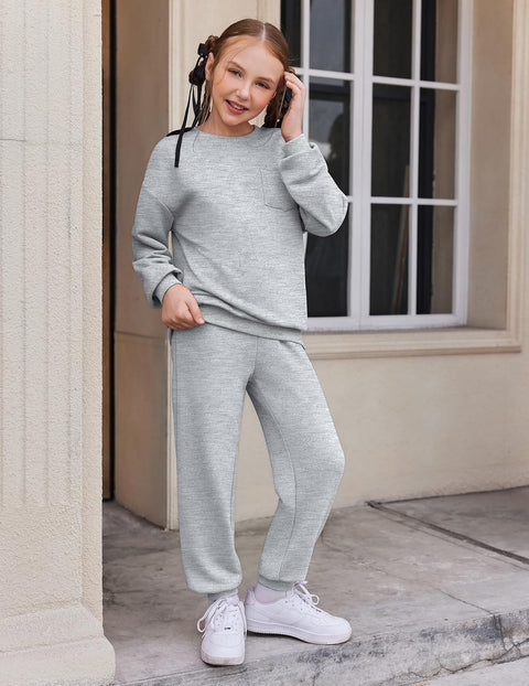 Arshiner Girls 2 Piece Outfits Oversize Sweatshirt and Sweatpant Sets