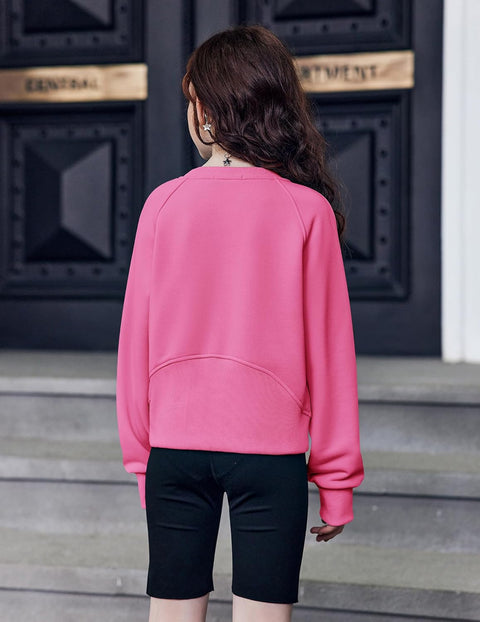 Arshiner Girls Sweatshirt Crop Tops Cropped Ribbed Shirts