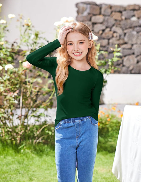 Arshiner Girls Long Sleeve Ribbed Knit Shirts