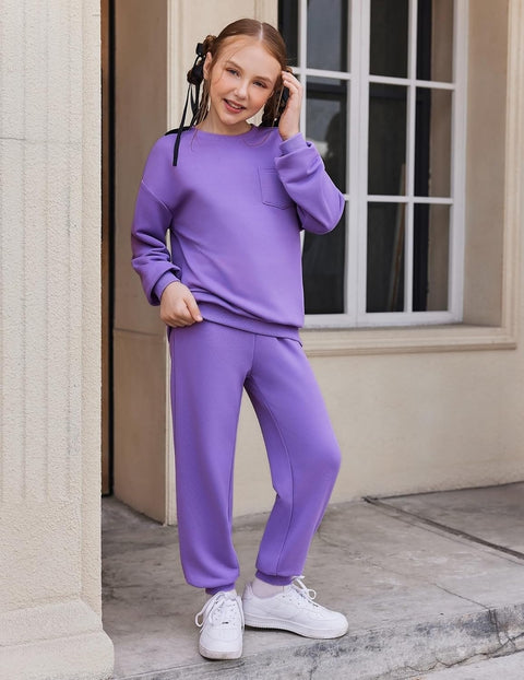 Arshiner Girls 2 Piece Outfits Oversize Sweatshirt and Sweatpant Sets