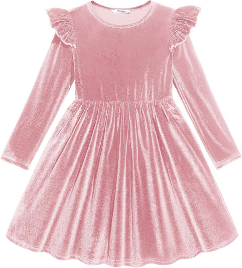 Arshiner Toddler Velvet Dress Little Girls Ruffle Dresses