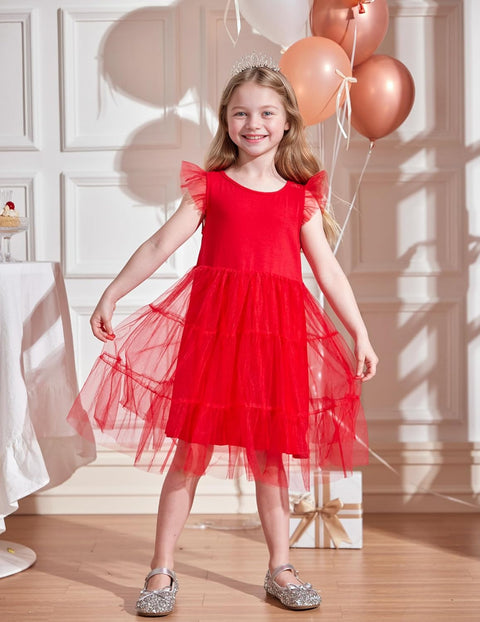 Arshiner Toddler Baby Girl Dress Ruffle Sleeveless Tulle Dresses 2-6