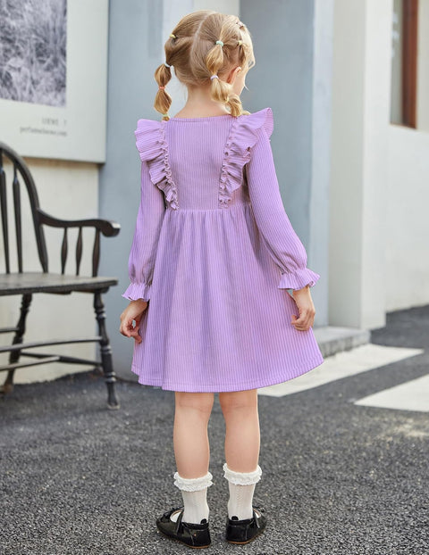Arshiner Toddler Sweater Dress Ruffle Ribbed Knit Dresses