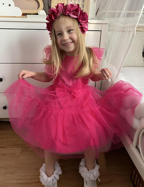 【2-6T】Arshiner Toddler Tutu Dress Girls Tulle Ruffle Bowknot Dresses