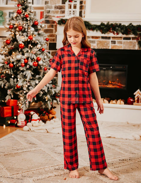 Arshiner Pajamas for Girls Short Sleeve Long Pants Outfit 2 Piece  Pjs Sets