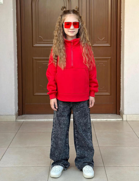 Arshiner Girls Half Zip Sweatshirt Fleece Quarter Pullover